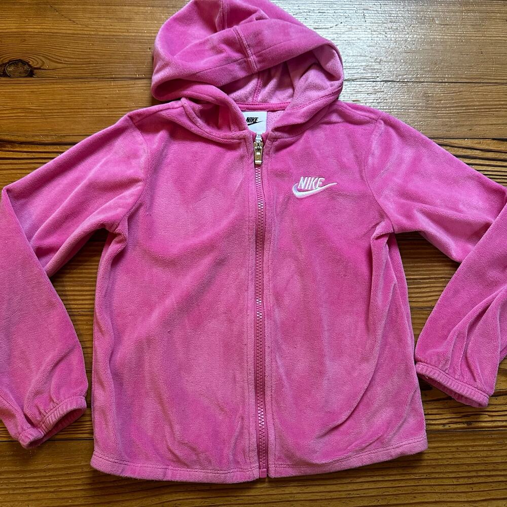 Nike pink fleece hooded long sleeve full zip sweater SIZE 6X